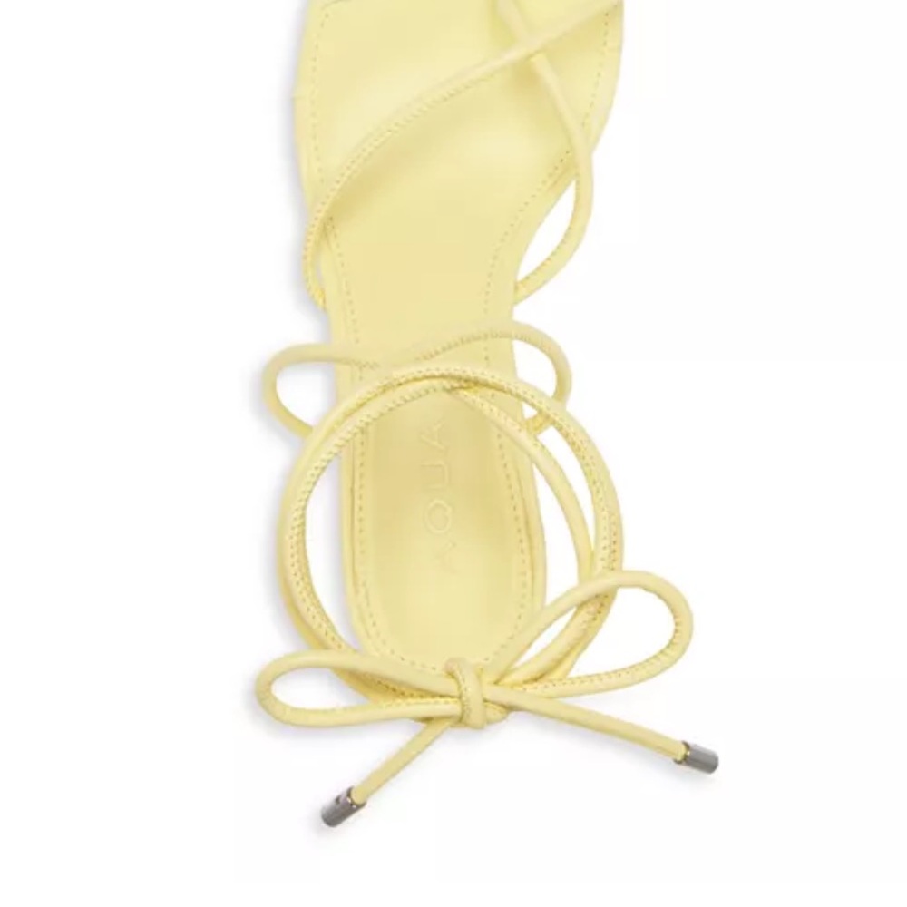 Aqua yellow strappy lace up sandals